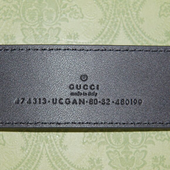 GUCCI Black Grain Leather Interlocking GG 39 mm MARMONT Belt 32/80 - Picture 4 of 4